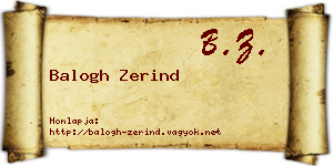 Balogh Zerind névjegykártya